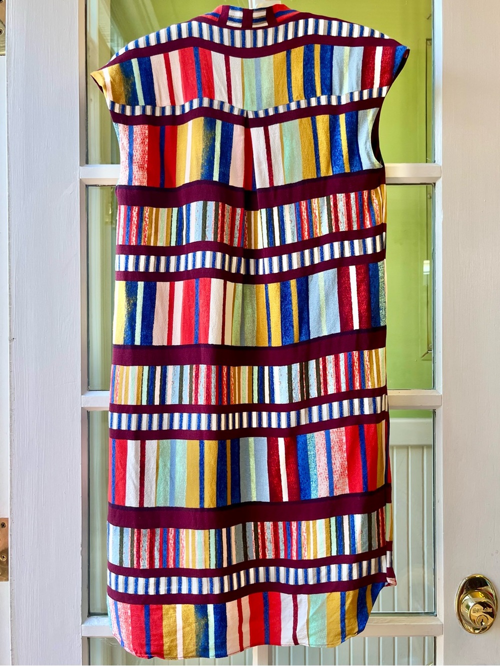Anthropologie Maeve Au Revoir Library Striped Shift Dress with Burgundy Bands - Picture 4 of 10